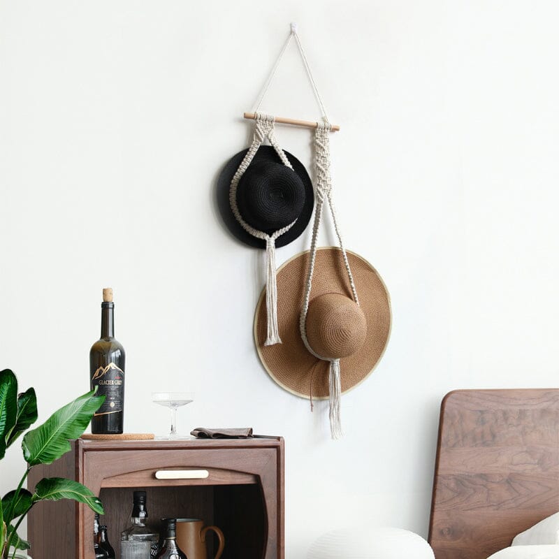 Handmade Linen Decorative Boho Hat Rack For Wall Hanging