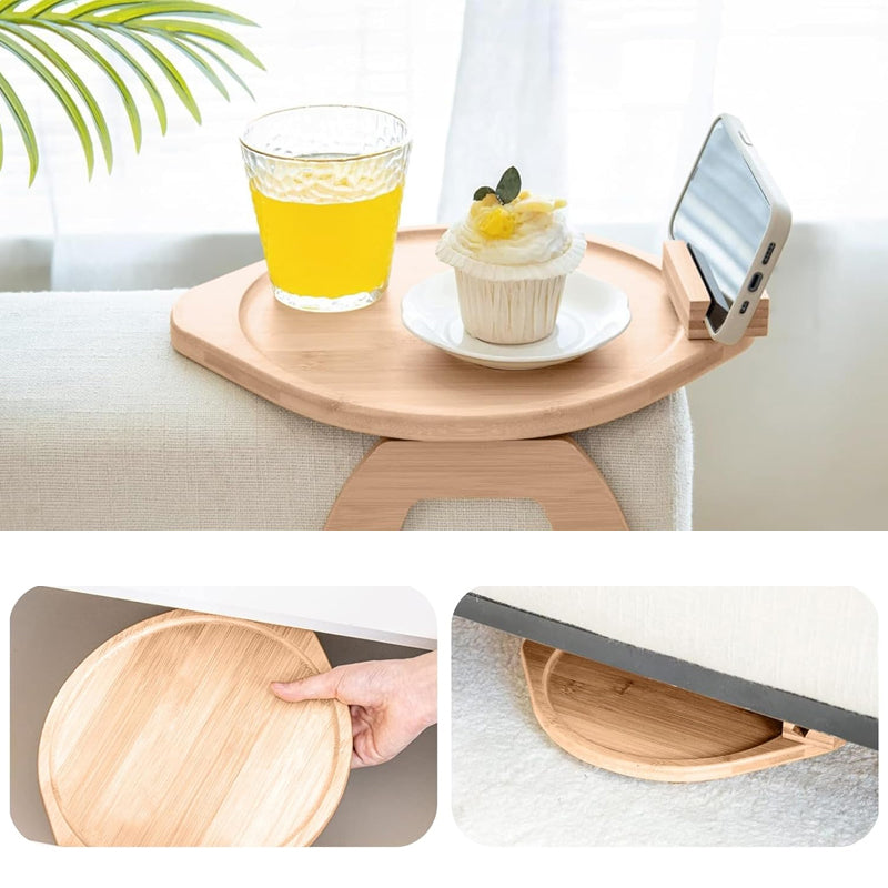 Sofa arm swivel tray