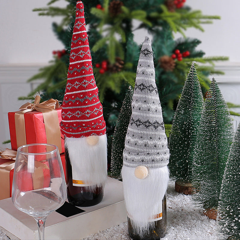 Christmas Faceless Gnome Wine Bottle Covers