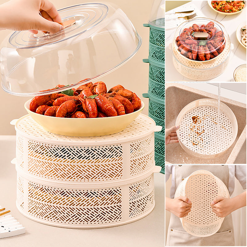 Dust-proof multi-layer hollow dish cover
