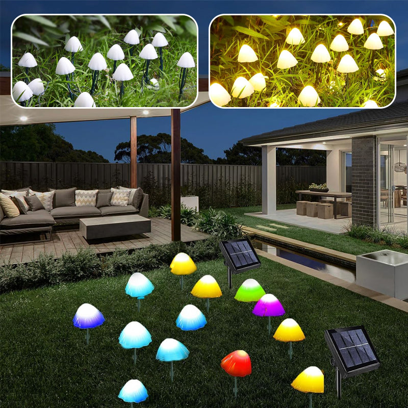 Led Solar String Lights Ground Plug Mushroom Lights