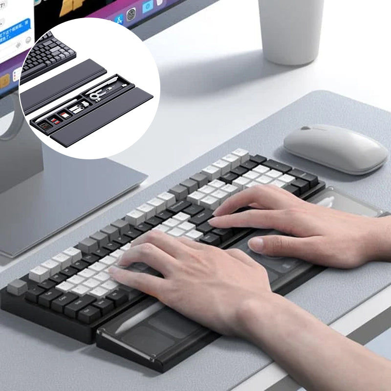 Keyboard Wrist Rest Pad with Desktop Partition Storage Box