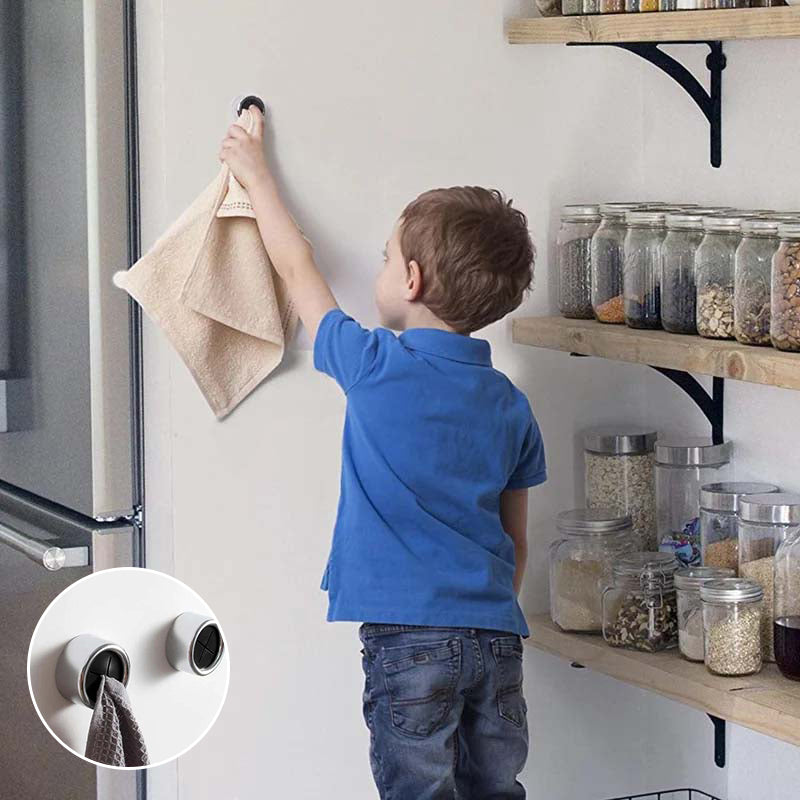 Round Adhesive Push Towel Hooks for Kitchen