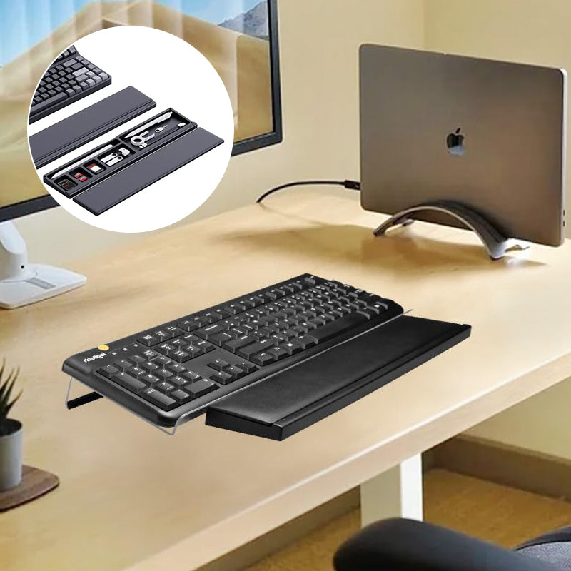 Keyboard Wrist Rest Pad with Desktop Partition Storage Box