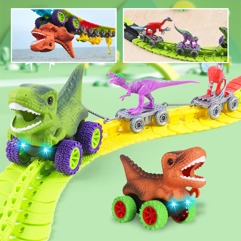 roller coaster dinosaur track car