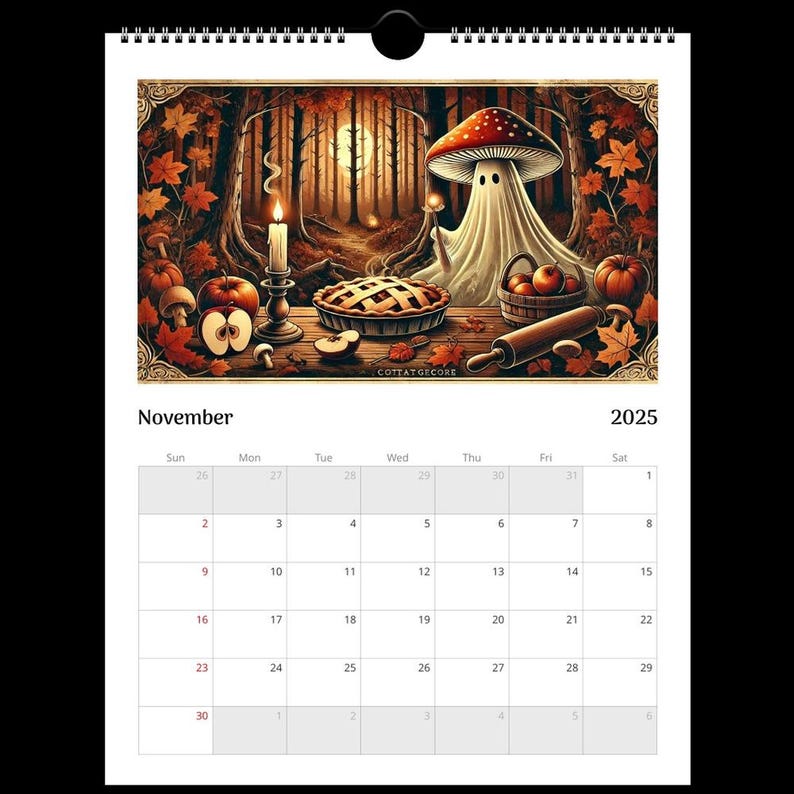 Mushroom Ghost 2025 Calendar