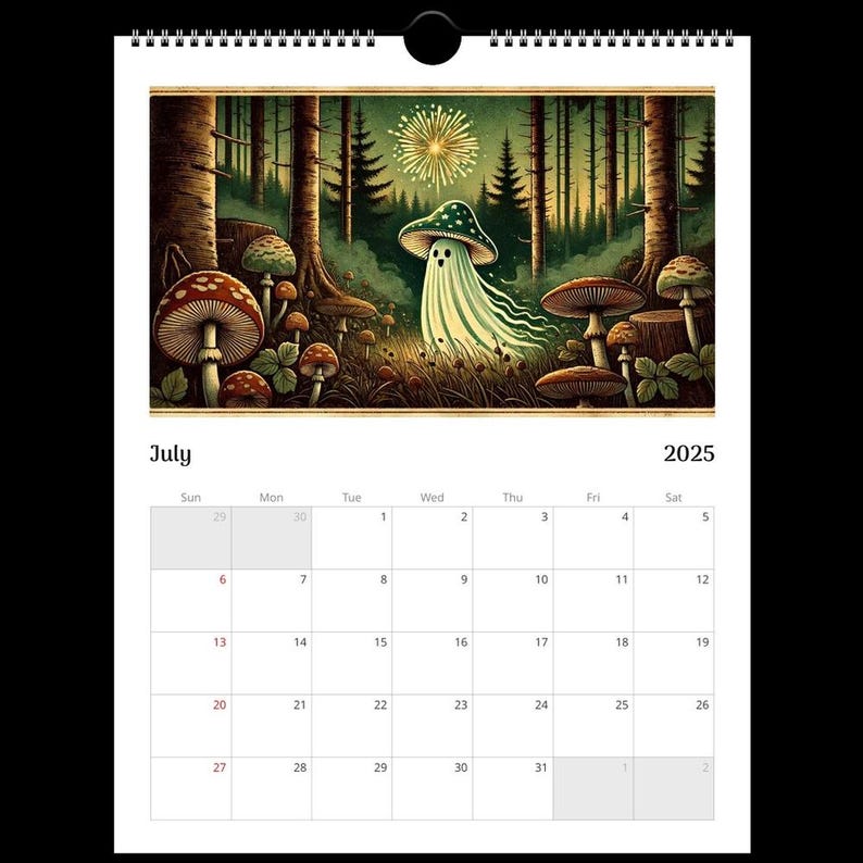 Mushroom Ghost 2025 Calendar