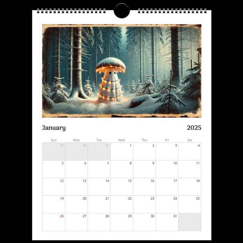 Mushroom Ghost 2025 Calendar