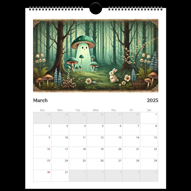 Mushroom Ghost 2025 Calendar