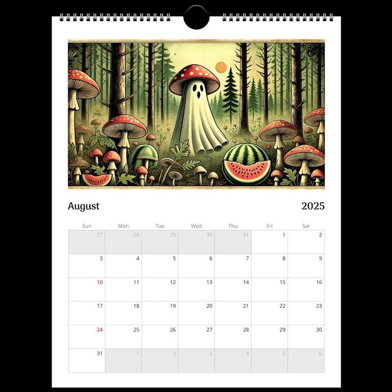 Mushroom Ghost 2025 Calendar