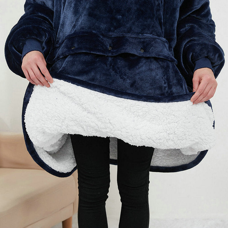 Double-layered velvet heated lazy Hoodie blanket