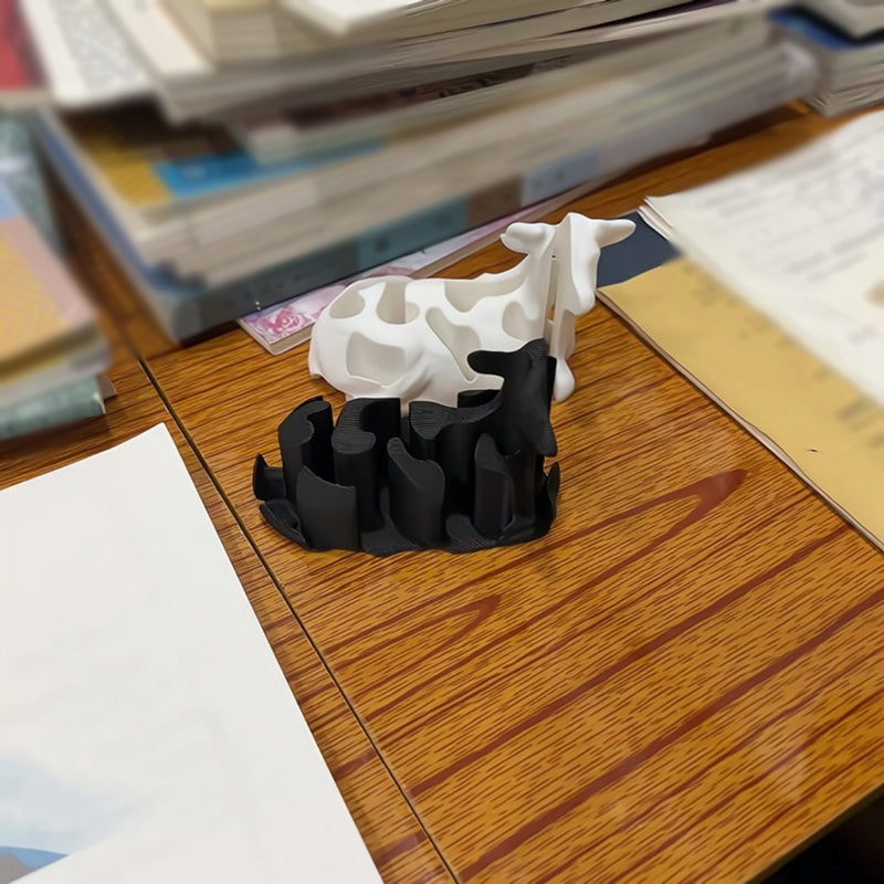 Decompression 3D printed cow figurine