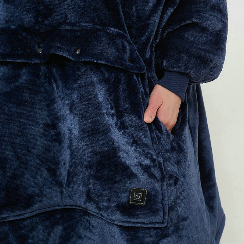 Double-layered velvet heated lazy Hoodie blanket