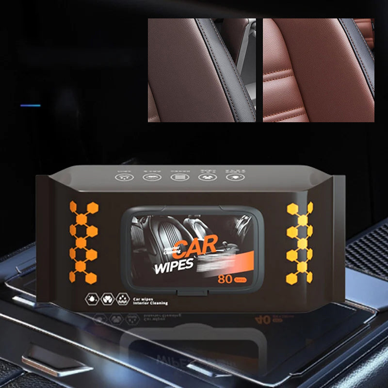 Car interior cleaning and polishing wipes