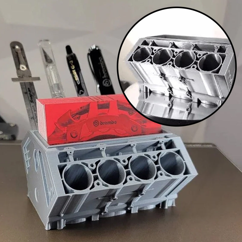 Engine Block Business Card Holder and Pen Holder Decor