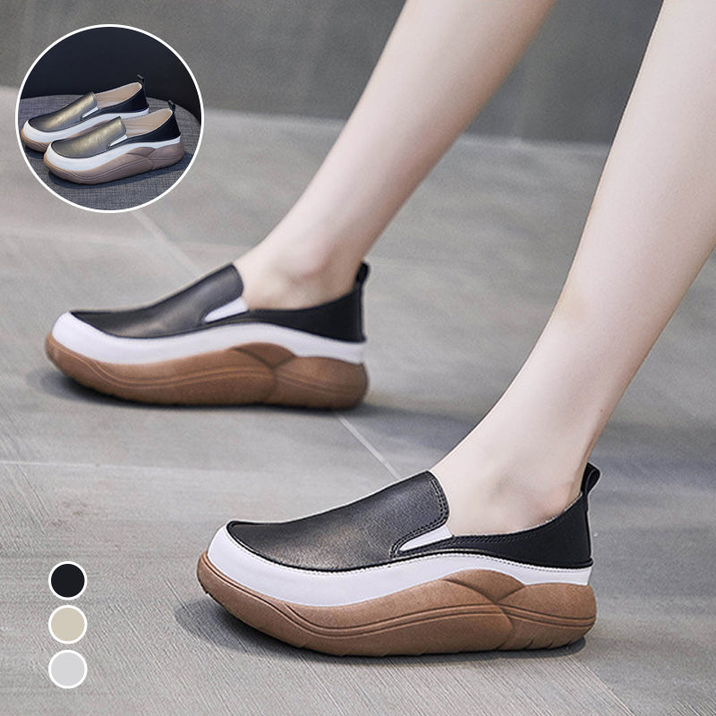 Thick Sole Low-cut Leather Shoes