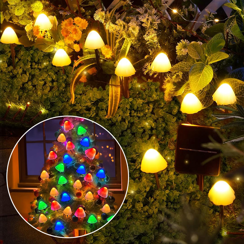 Led Solar String Lights Ground Plug Mushroom Lights