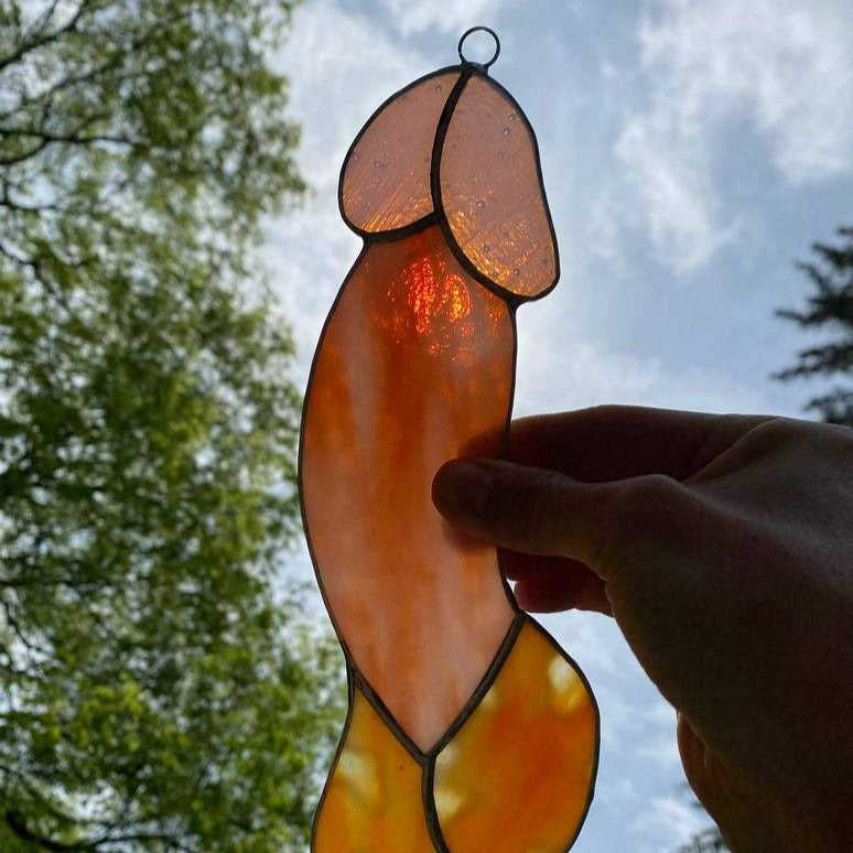 Funny Stained Glass Penis Suncatcher