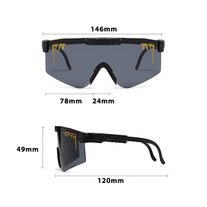 PC coated square sunglasses with adjustable temples