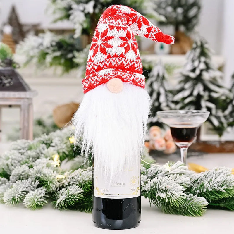 Christmas Faceless Gnome Wine Bottle Covers