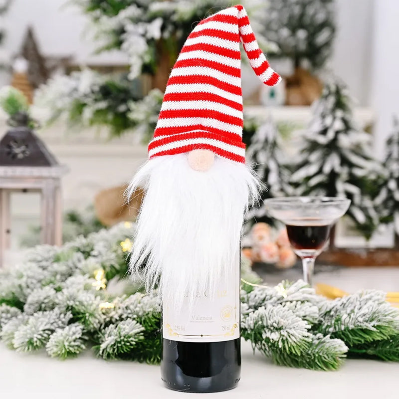 Christmas Faceless Gnome Wine Bottle Covers