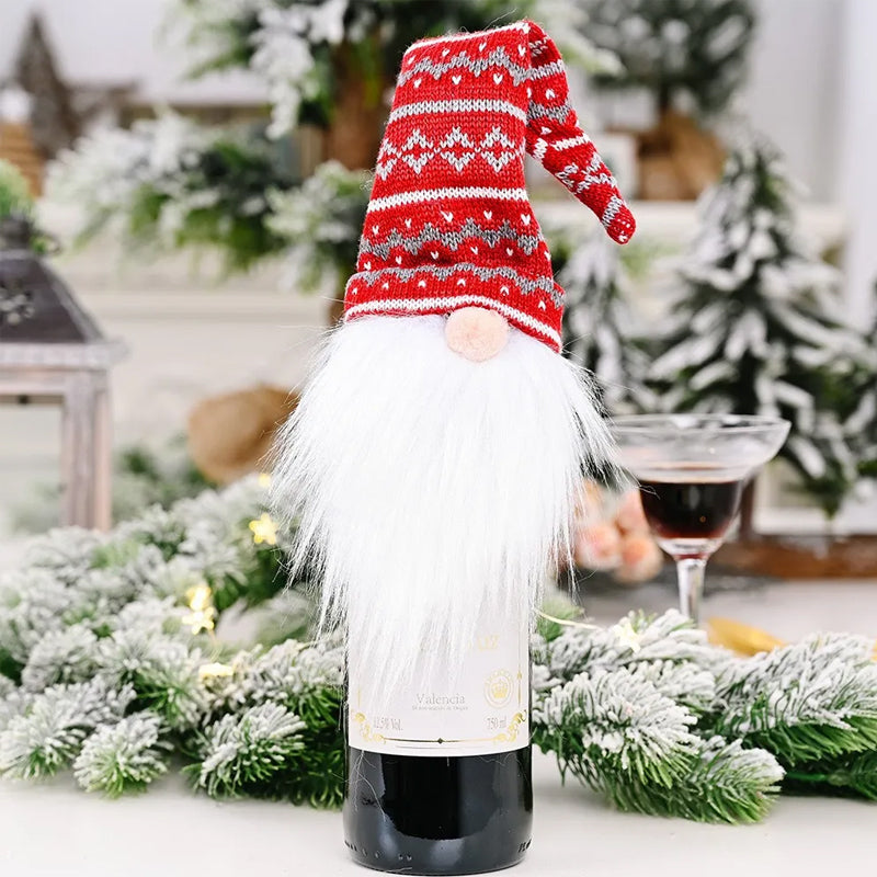 Christmas Faceless Gnome Wine Bottle Covers