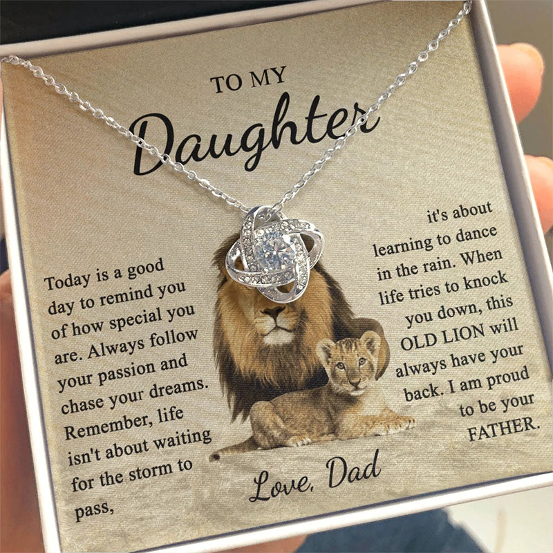 To My Daughter Love Knot Necklace