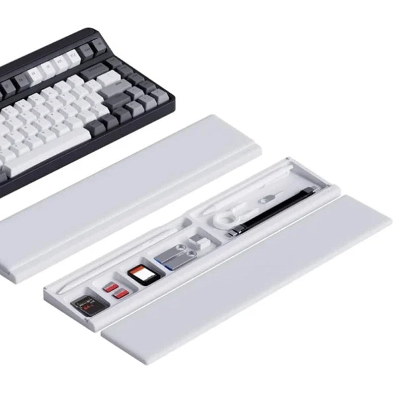 Keyboard Wrist Rest Pad with Desktop Partition Storage Box