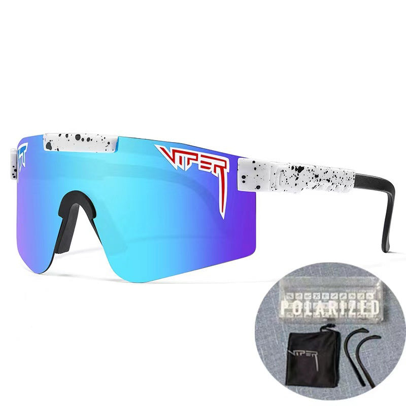 PC coated square sunglasses with adjustable temples