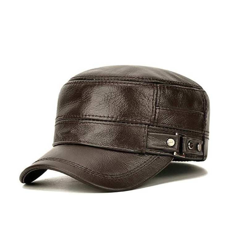 New winter hat for men with sheepskin ear protection flat peak