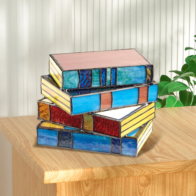 🔥Pre-sale discount!>>Stained Glass Stacked Books Lamp