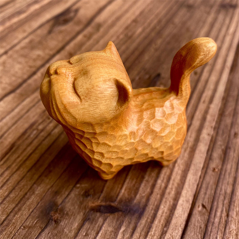 Tiny Cute Wooden Cat