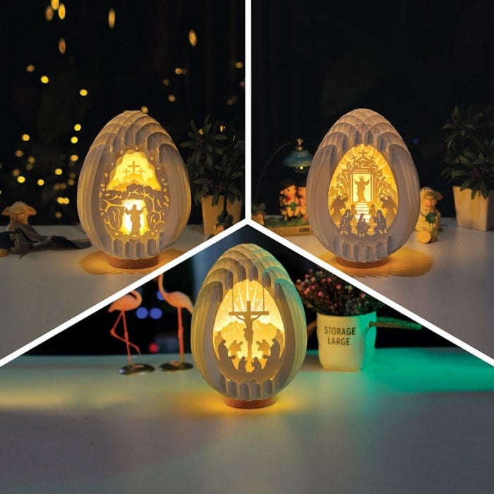 Birth of Jesus 3D Paper Desk Lamp - Handmade