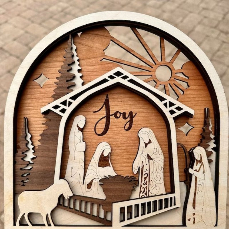 Nativity Christmas Scene For Holiday Gift Wooden Home Wall Decoration