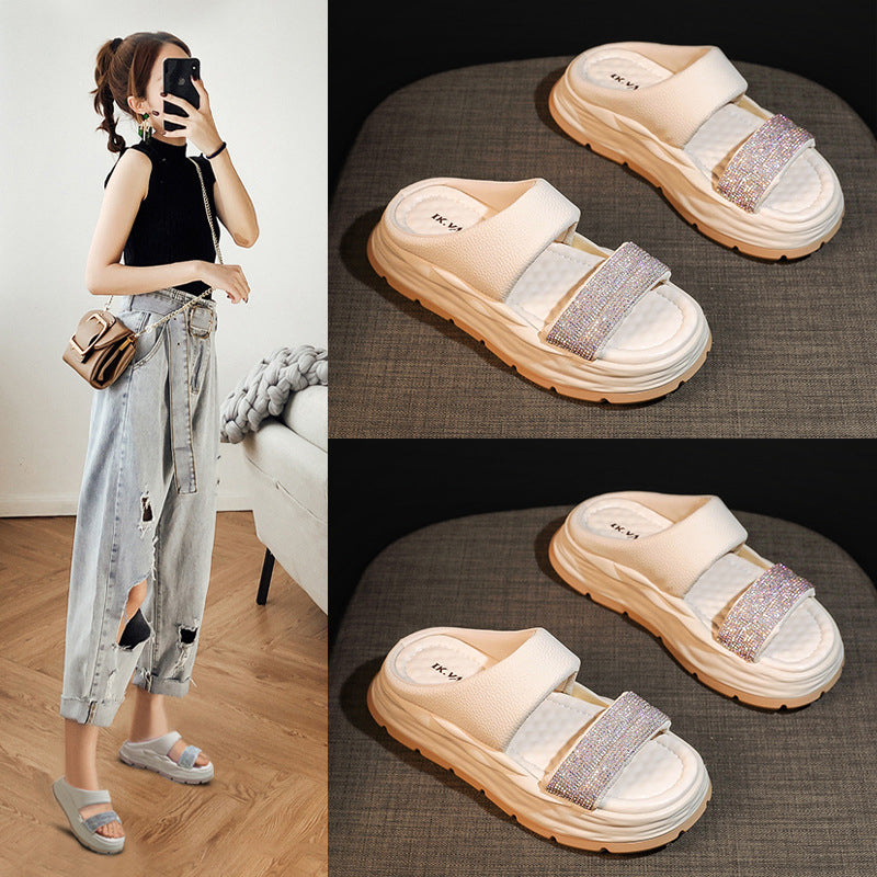 Sparkling Rhinestone Height Increasing Sandals