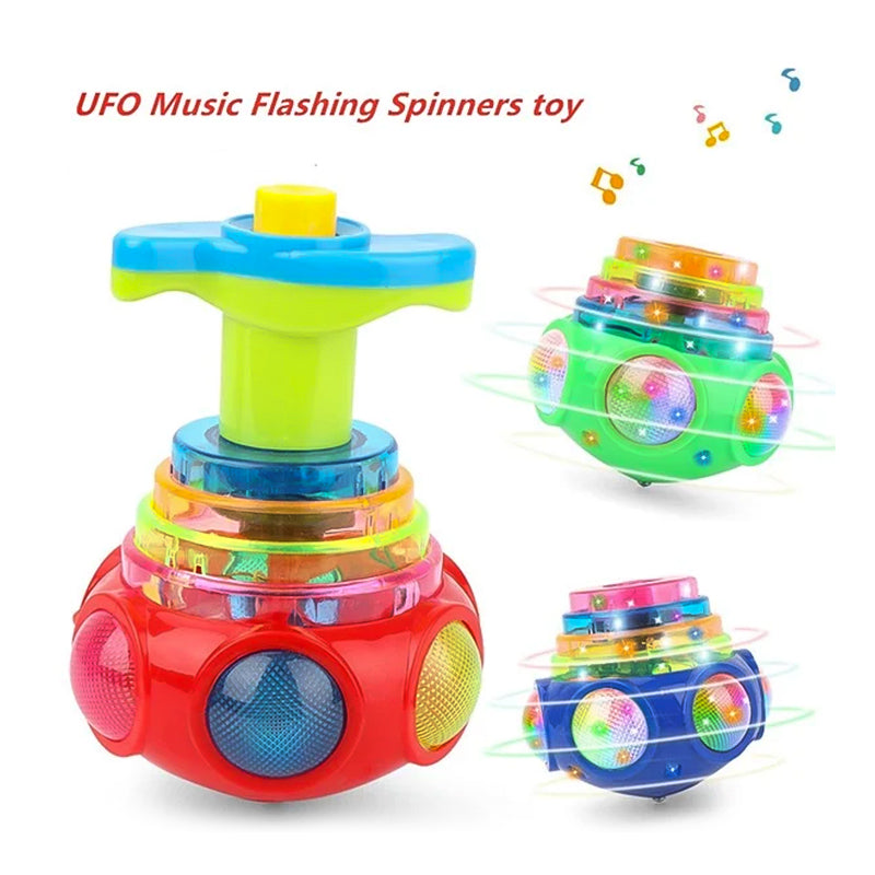 Music Flashing Spinners Toy with Launcher