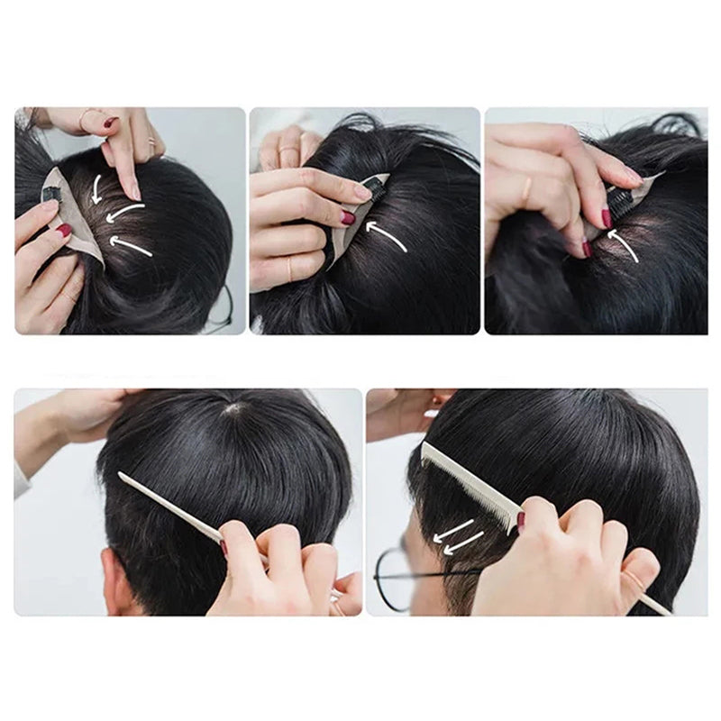 Black wig with elastic inner net