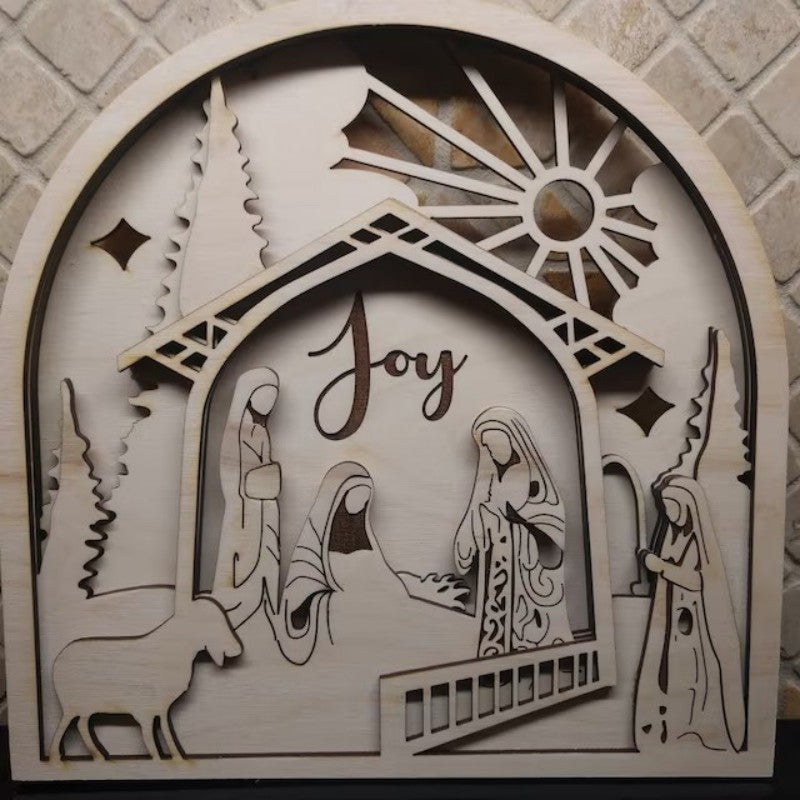 Nativity Christmas Scene For Holiday Gift Wooden Home Wall Decoration
