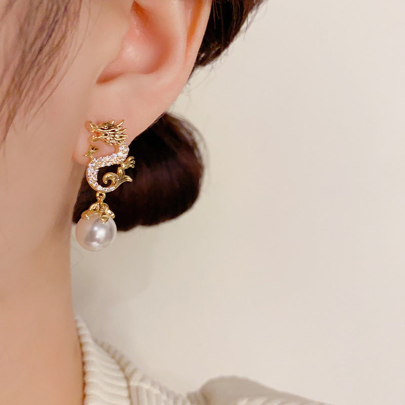 Dragon Hanging Bead Earrings