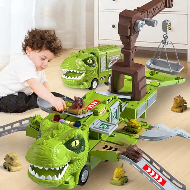 New Dinosaur Transforming Engineering Truck Track Toy Set