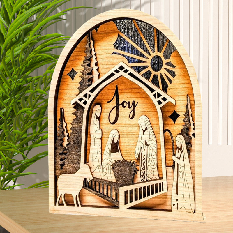 Nativity Christmas Scene For Holiday Gift Wooden Home Wall Decoration