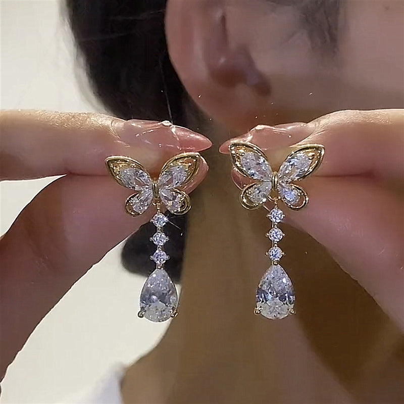 Zircon Butterfly Earrings