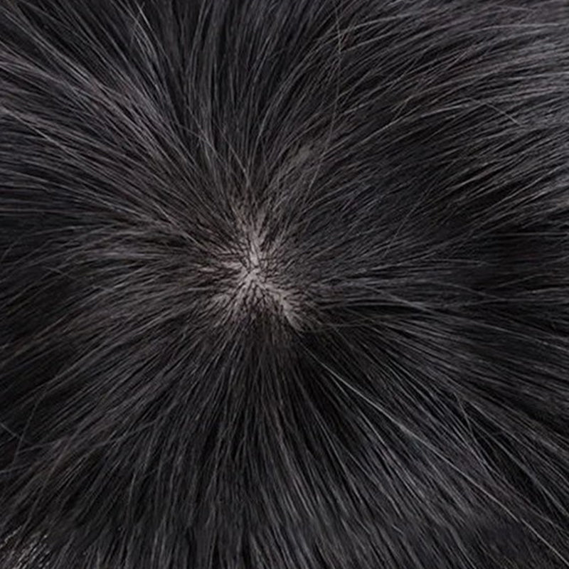 Black wig with elastic inner net