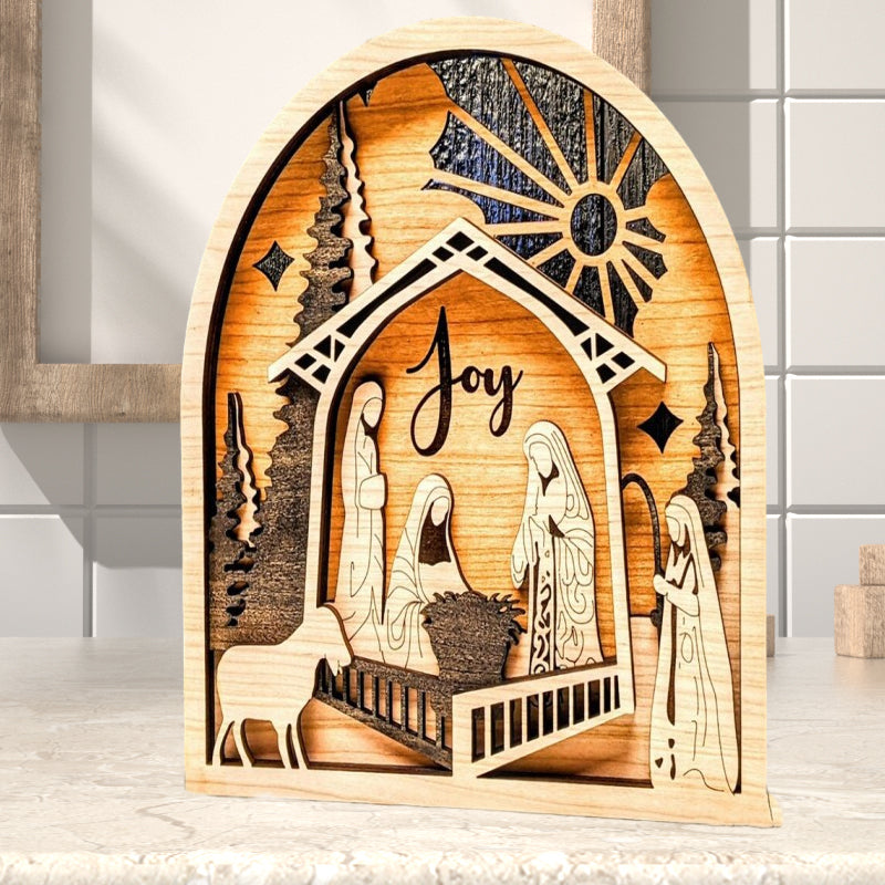 Nativity Christmas Scene For Holiday Gift Wooden Home Wall Decoration