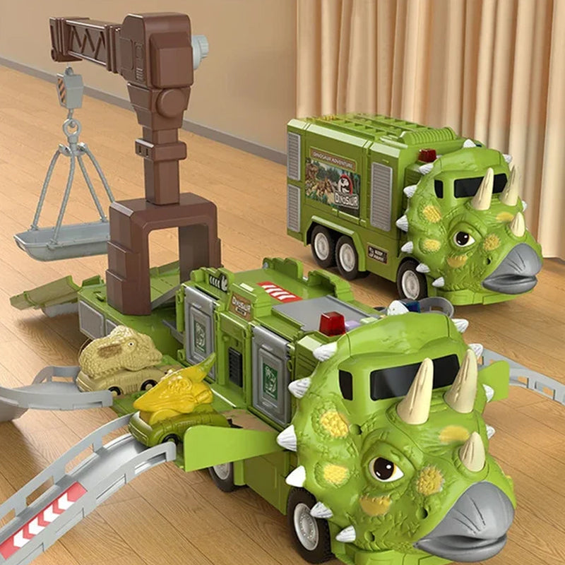 New Dinosaur Transforming Engineering Truck Track Toy Set