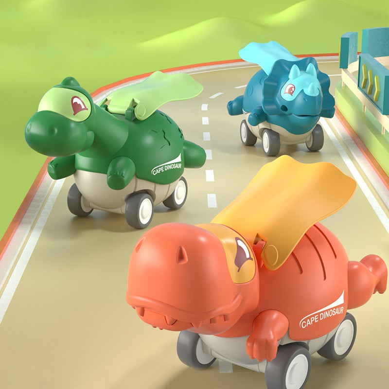 Press-driven dinosaur car toy