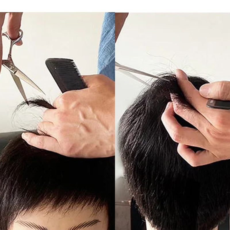 Black wig with elastic inner net