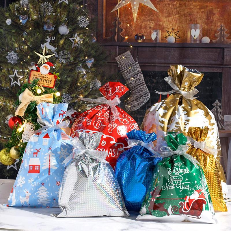 (🎄 Early Christmas Sale 🎄) Drawstring Christmas Gift Bags, Reusable