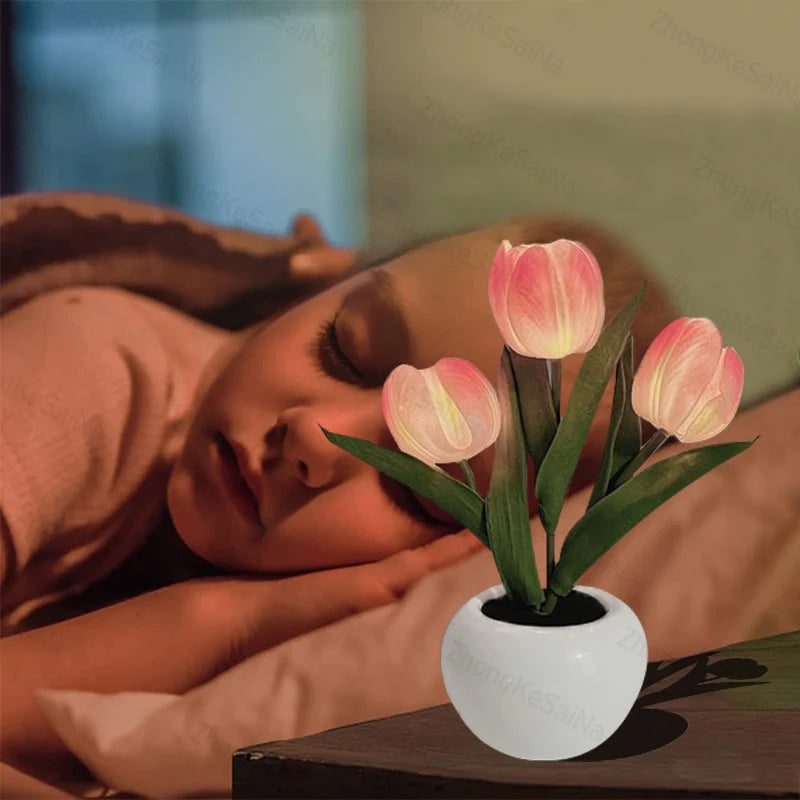 LED Tulip Night Light Flower Table Lamp