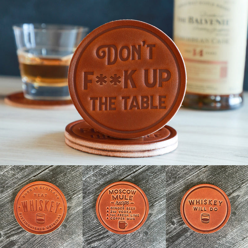 Funny Leather Drink Coasters